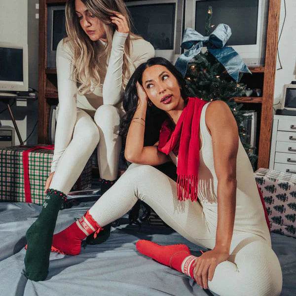 Naughty or Nice Ruffle - Crew Grip Sock (Barre / Pilates)