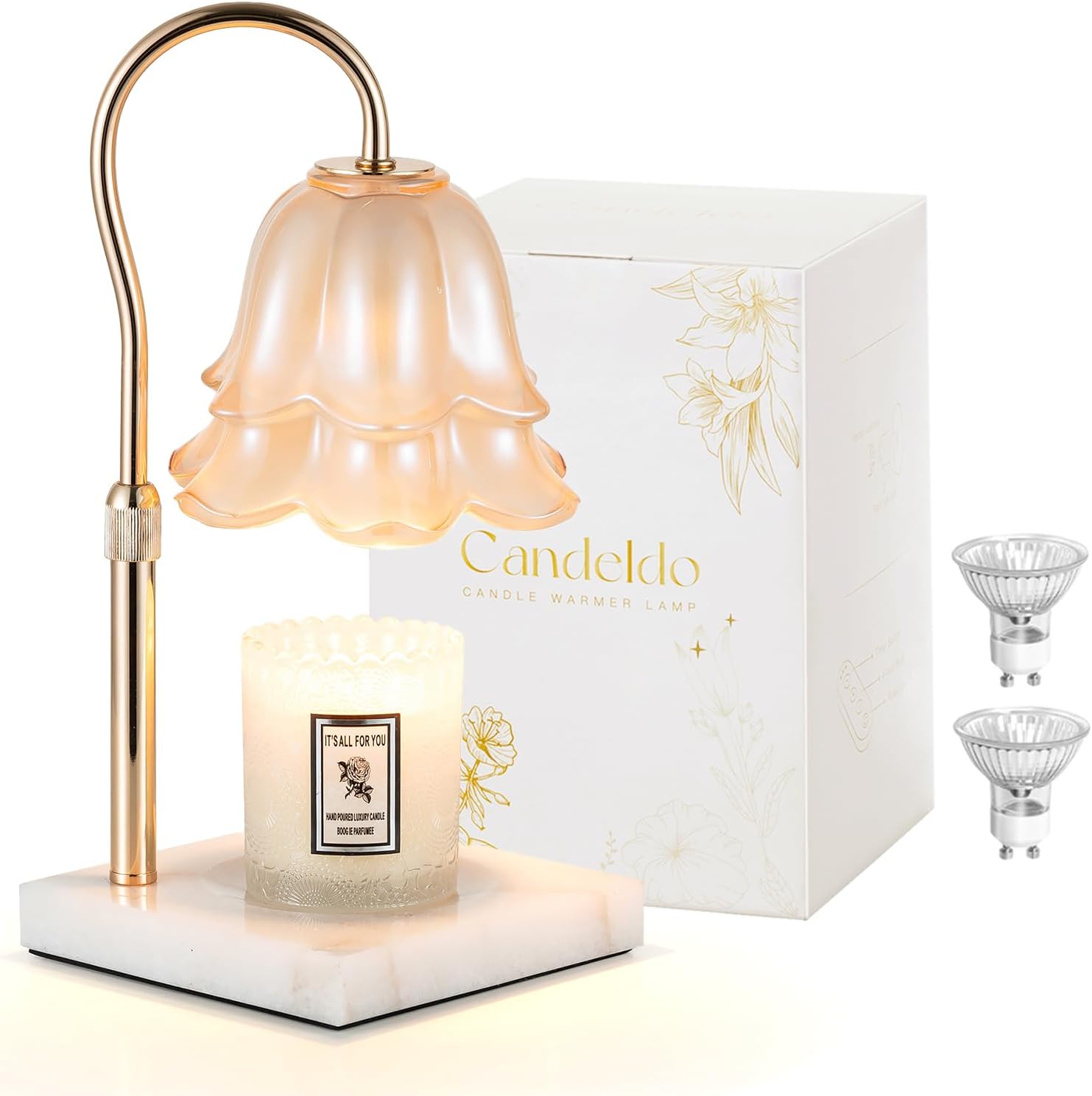 Flameless Candle Warmer Lamp with Timer, Adjustable Height Vintage Decor