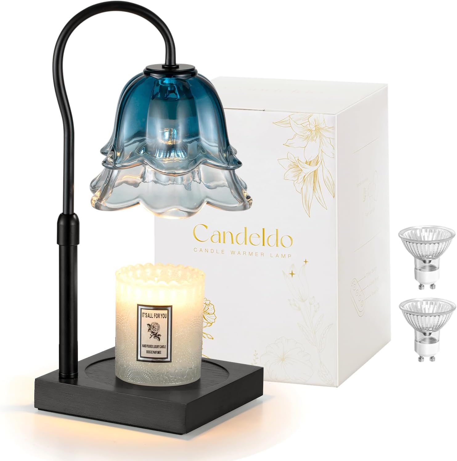 Flameless Candle Warmer Lamp with Timer, Adjustable Height Vintage Decor