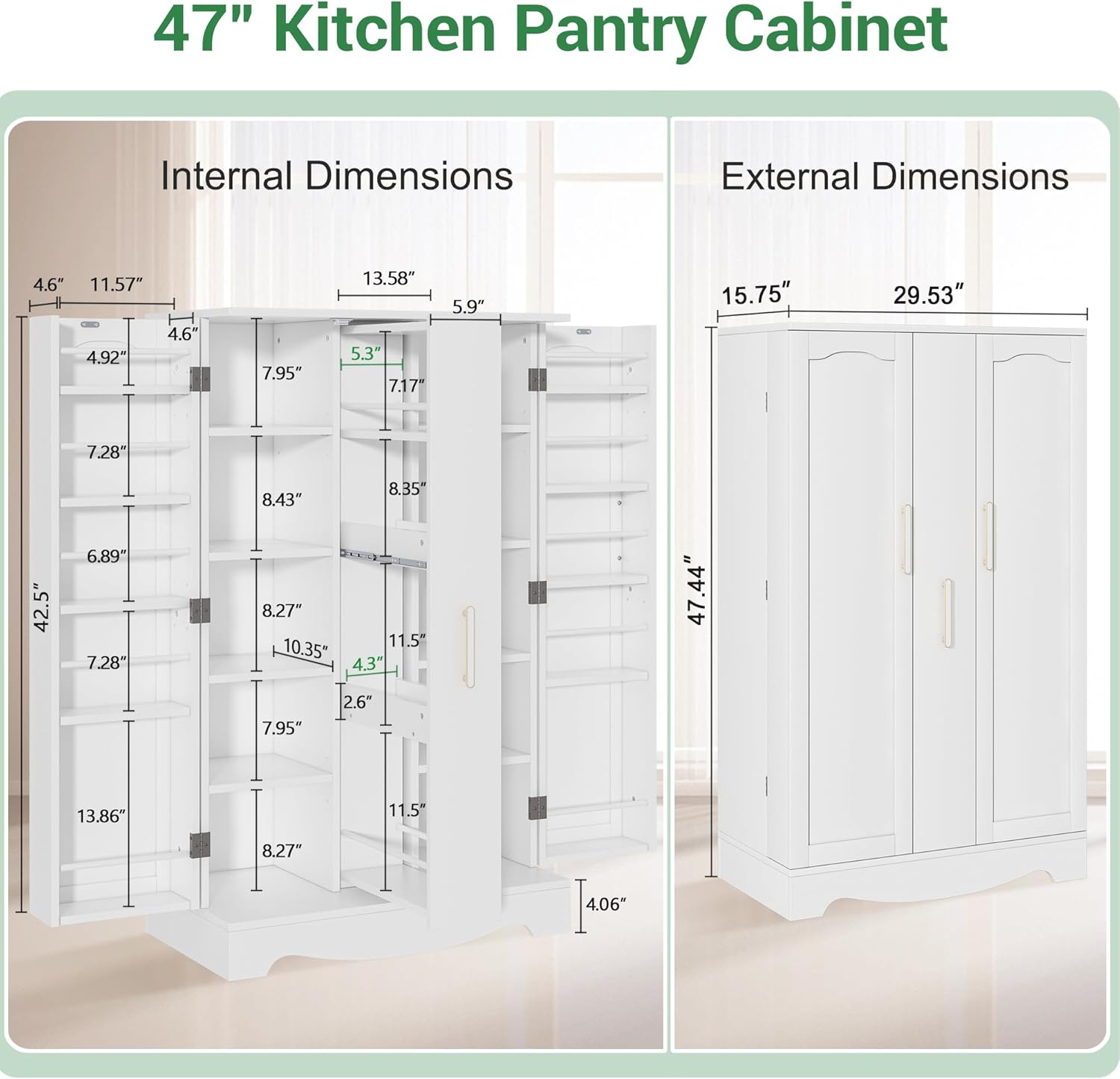 ✨Great Value Deal — Tall Kitchen Pantry Cabinet with Drawer & Adjustable Shelves