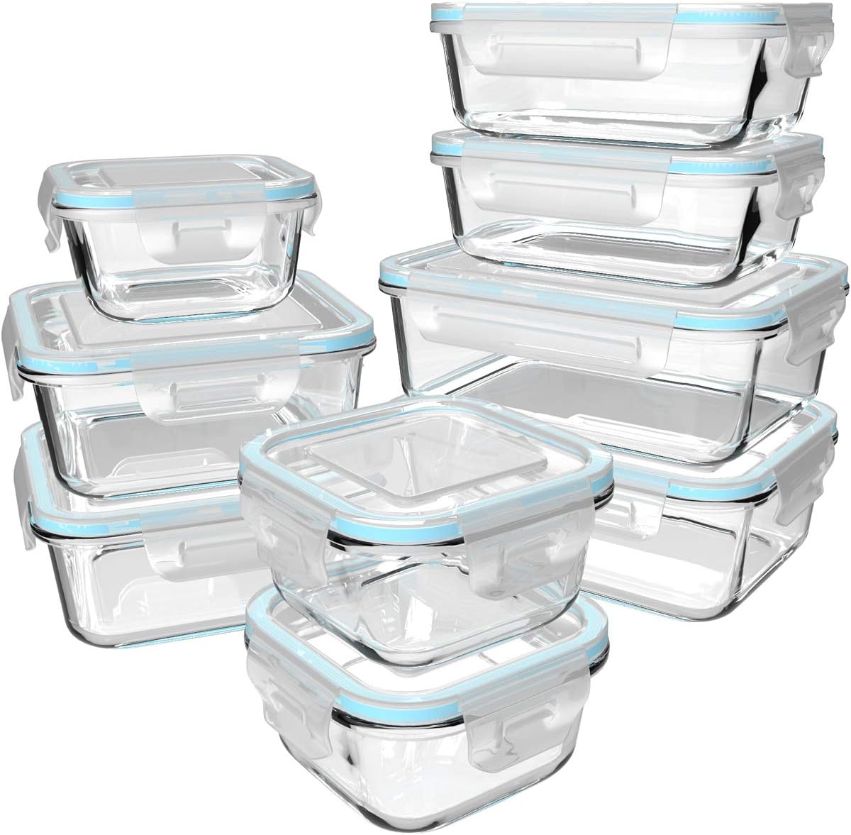18-Piece Glass Food Storage Containers with Lids, Airtight & BPA-Free