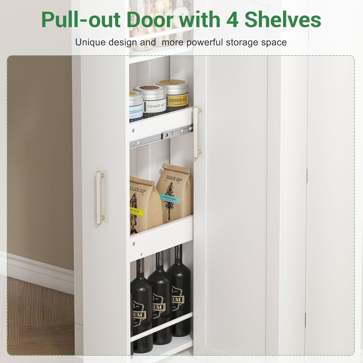 ✨Great Value Deal — Tall Kitchen Pantry Cabinet with Drawer & Adjustable Shelves