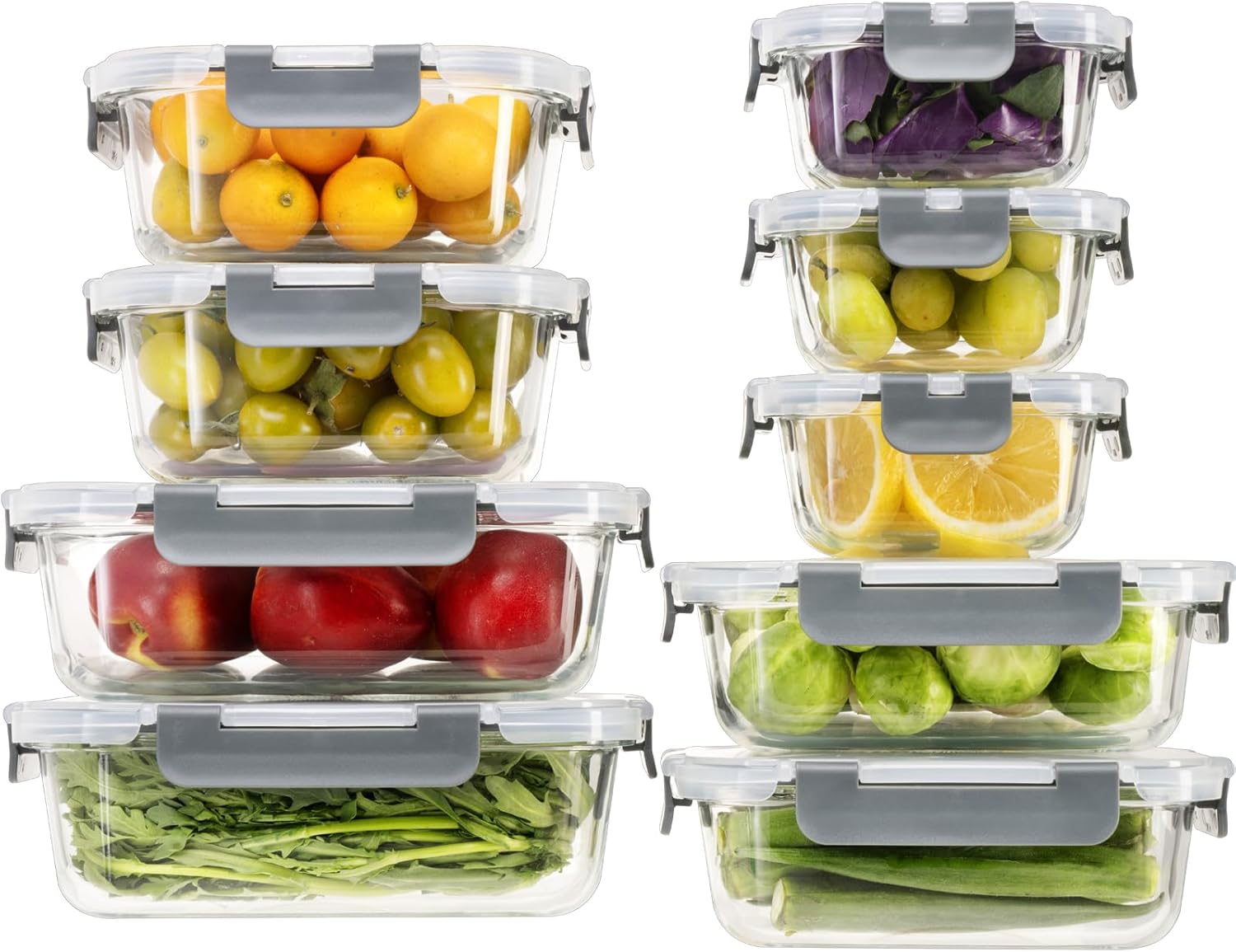 18-Piece Glass Food Storage Containers with Lids, Airtight & BPA-Free