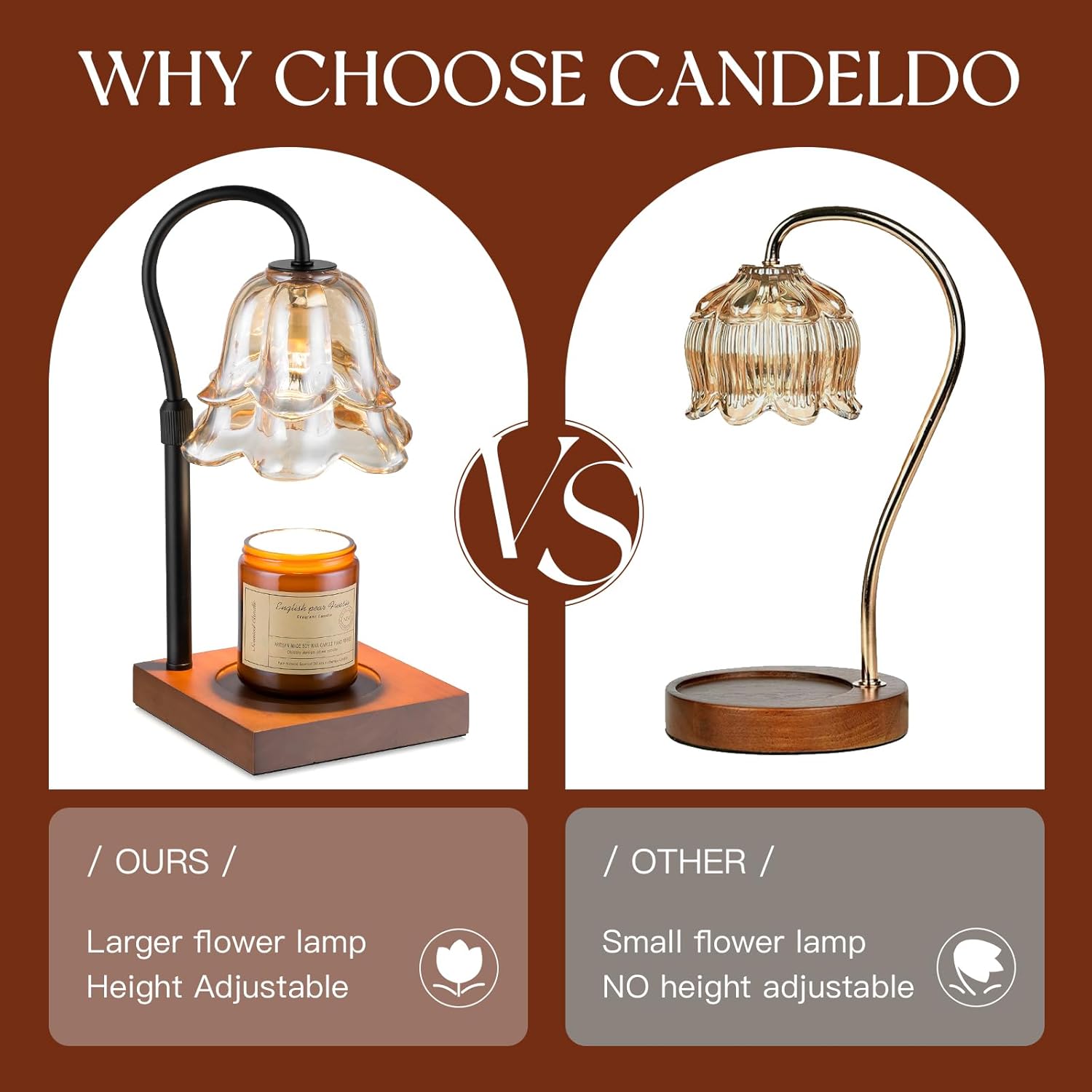 Flameless Candle Warmer Lamp with Timer, Adjustable Height Vintage Decor