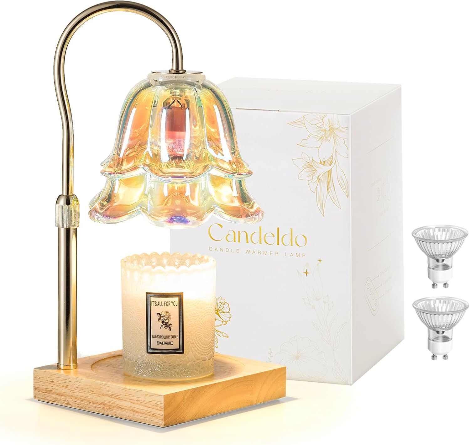 Flameless Candle Warmer Lamp with Timer, Adjustable Height Vintage Decor