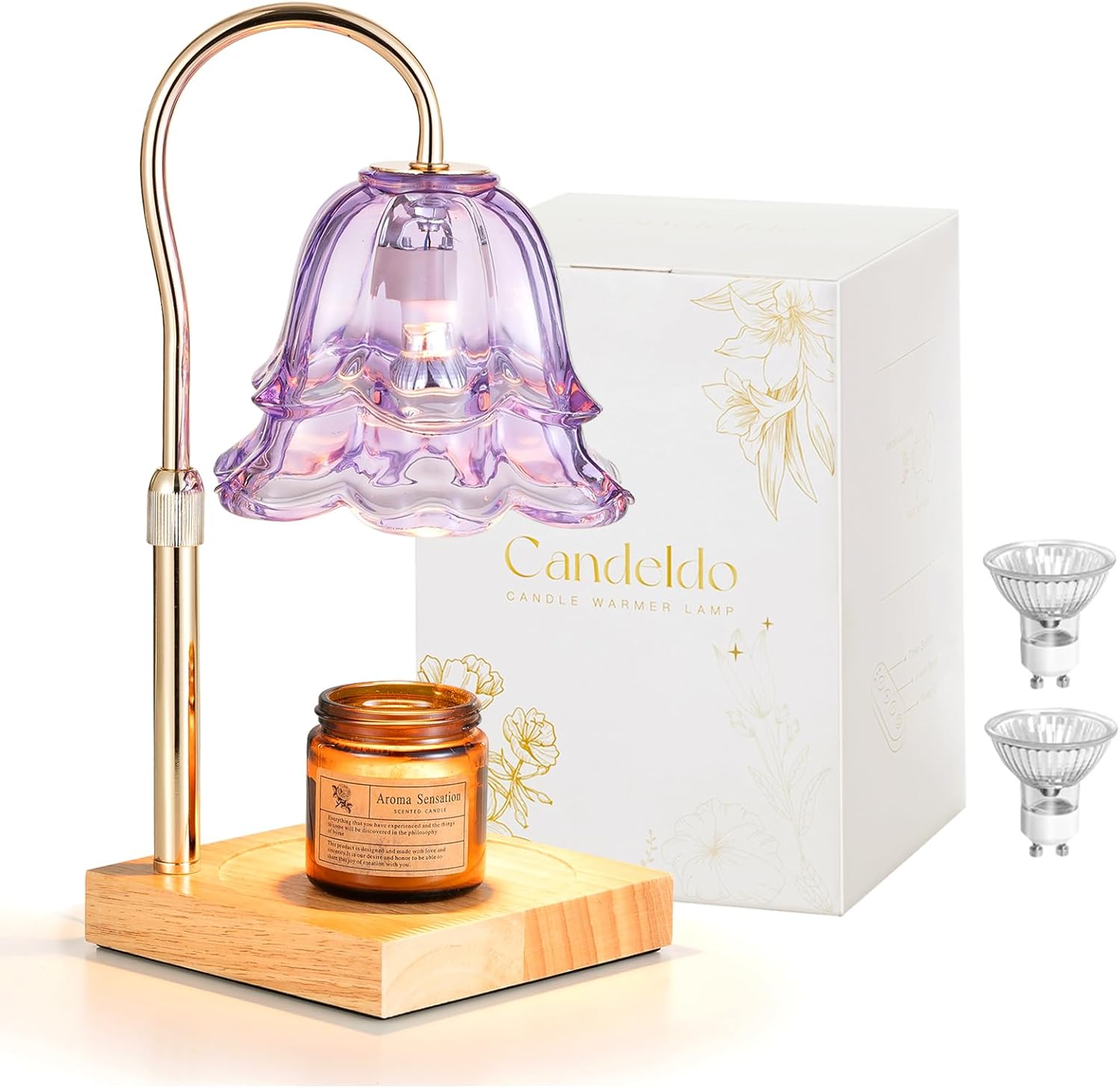 Flameless Candle Warmer Lamp with Timer, Adjustable Height Vintage Decor