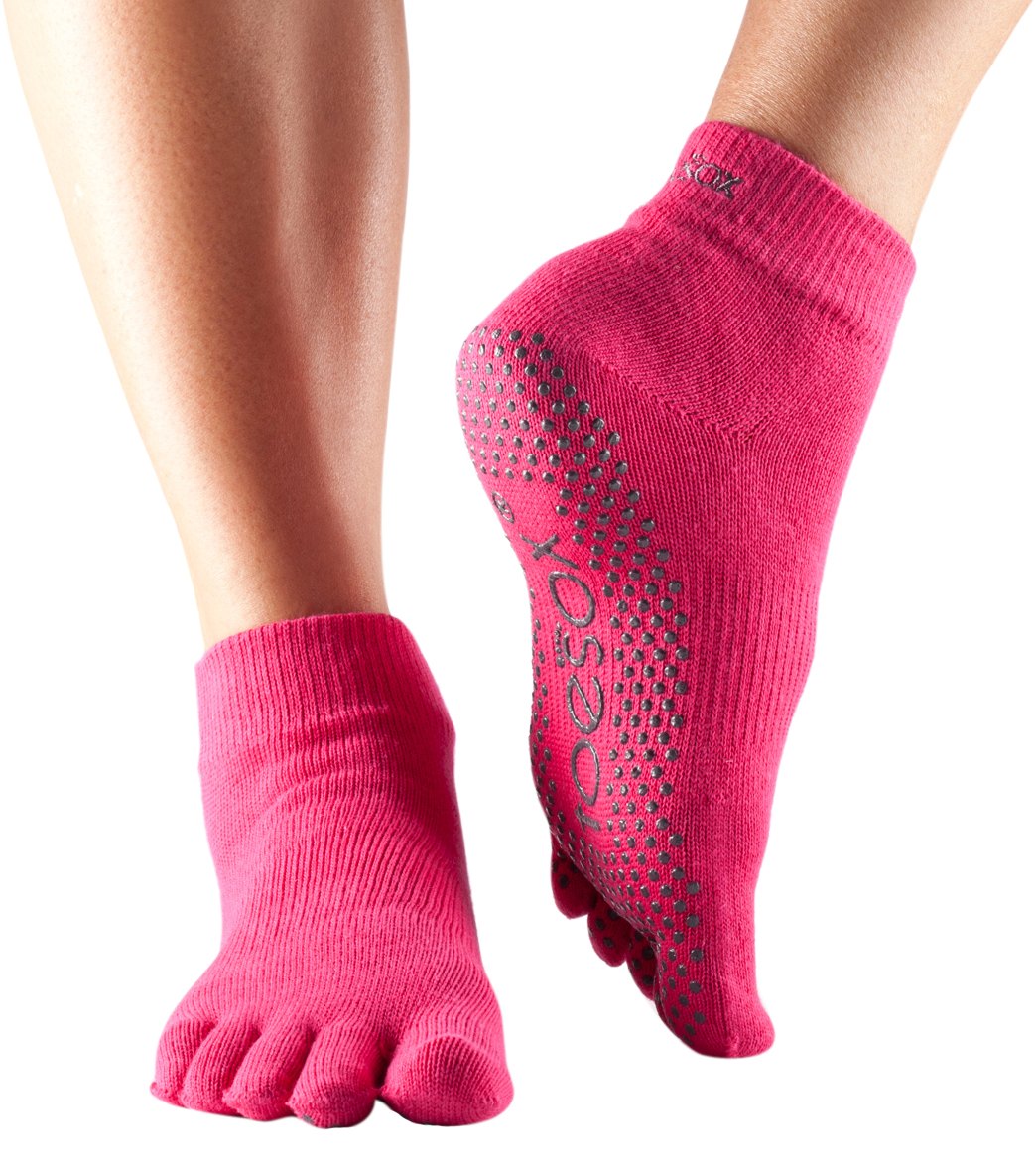Toesox Ankle Length Full-Toe Yoga Grip Socks