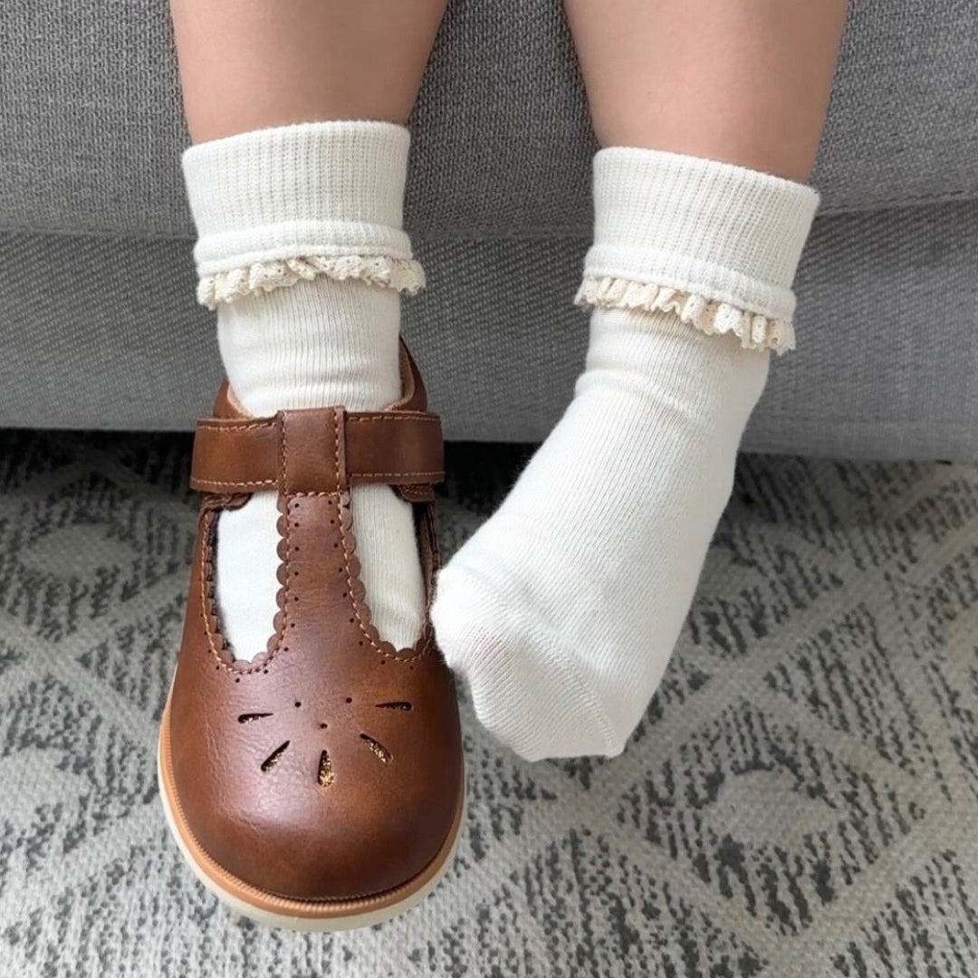 Pure (no dye) Lace Kids Socks - 98% Organic Cotton