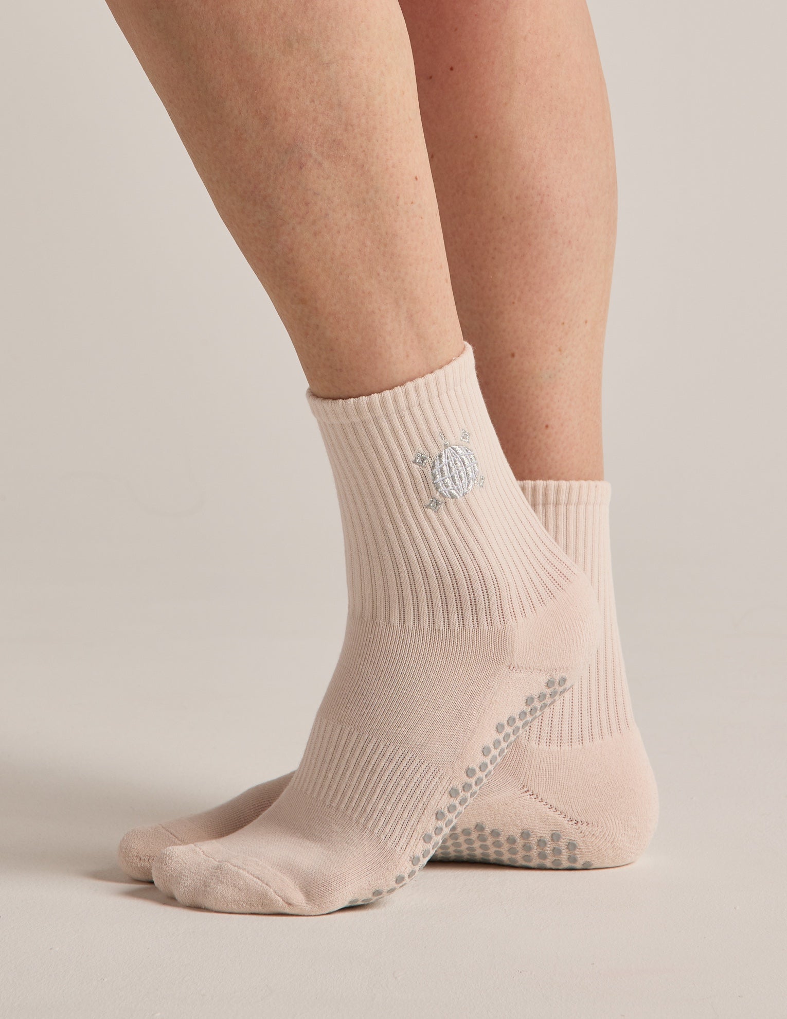 The Embroidered Crew Grip Sock