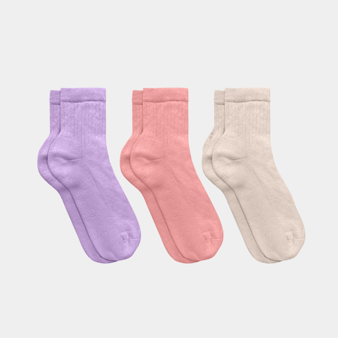 Cotton Quarter Pacers Kids Socks (Midweight) - 97% Organic Cotton (3 pack)