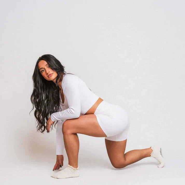 Confetti Knit Ruffle Ankle Grip Sock - (Barre / Pilates)