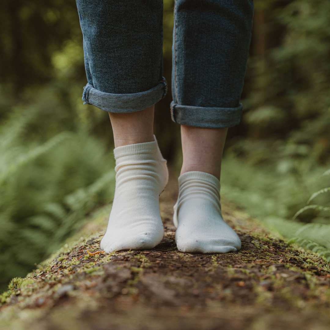 Pure Organic (no dye) Lightweight Adult Ankle Socks - 98% Organic Cotton