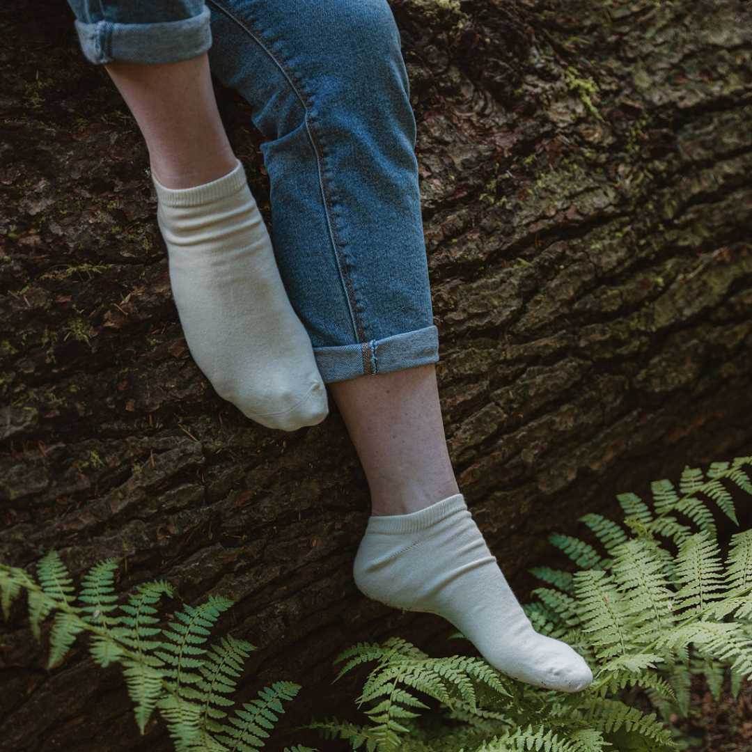 Pure Organic (no dye) Lightweight Adult Ankle Socks - 98% Organic Cotton