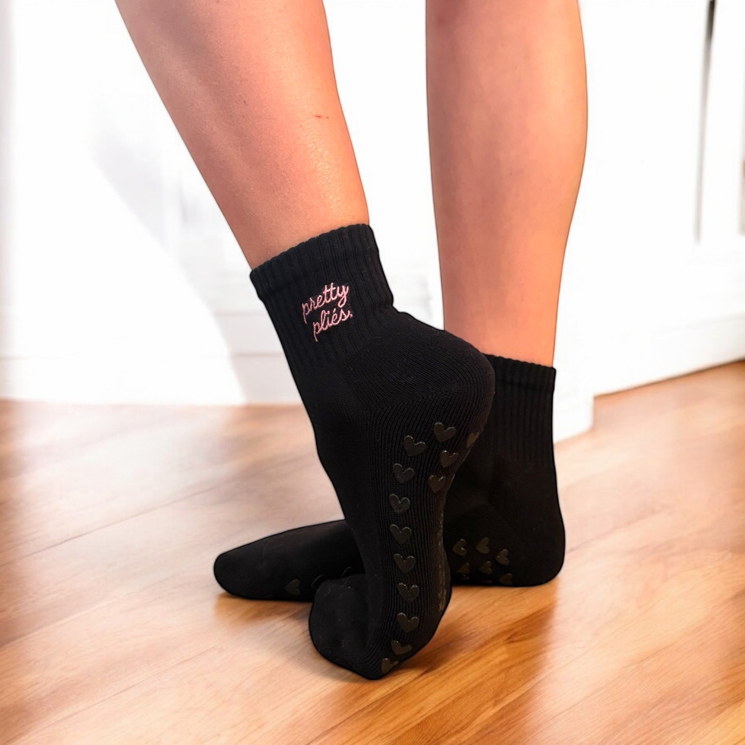 Pretty Pliés  - Embroidered Ankle Grip Socks