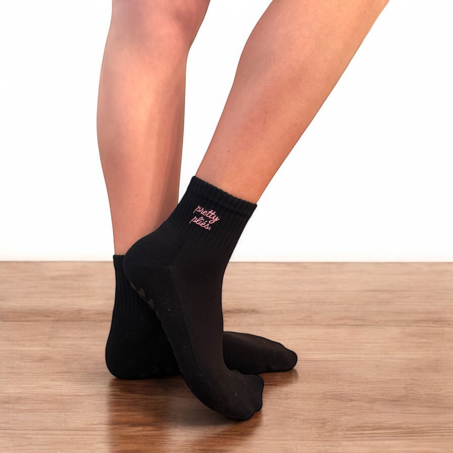 Pretty Pliés  - Embroidered Ankle Grip Socks