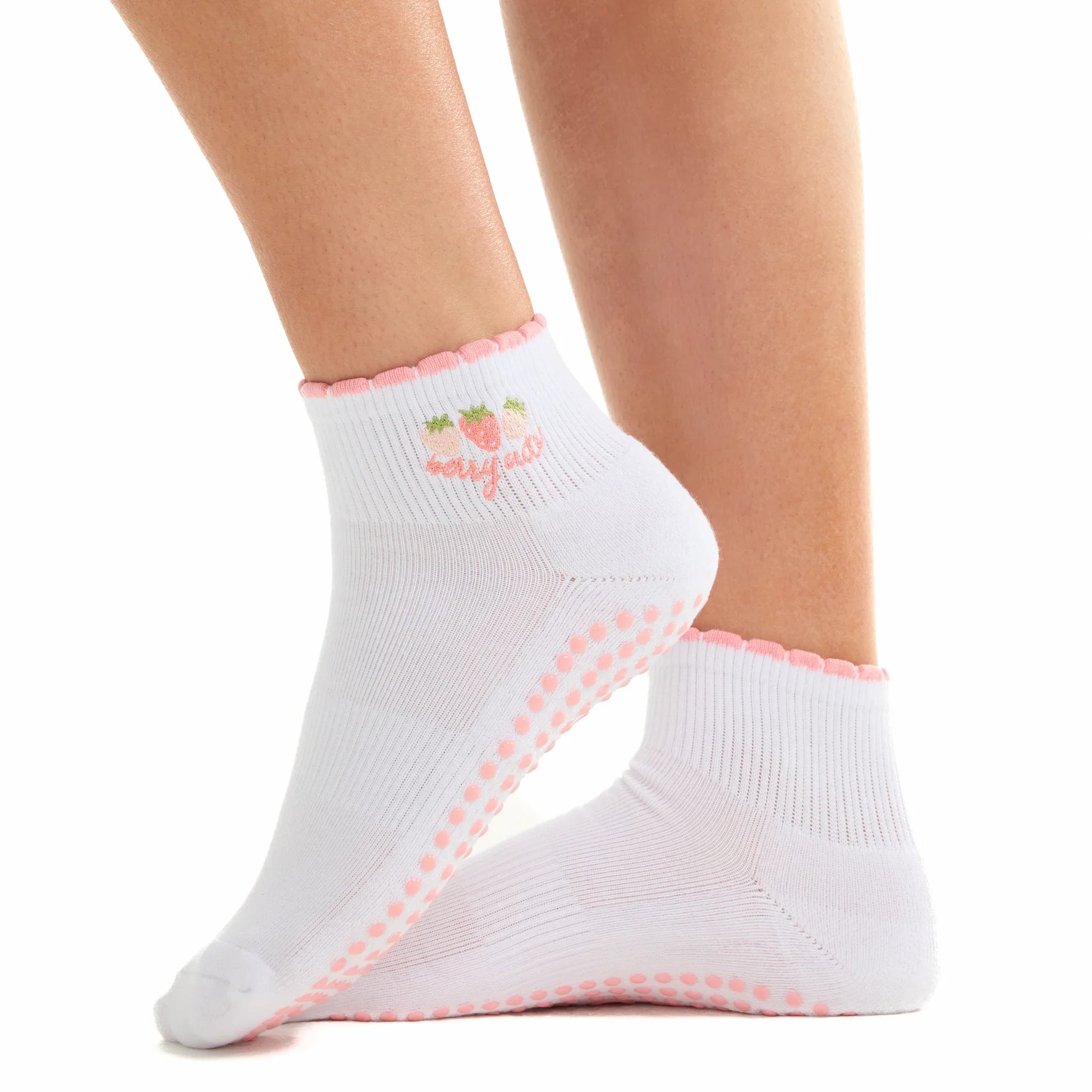 Berry Cute - Short Crew Grip Sock (Barre / Pilates)