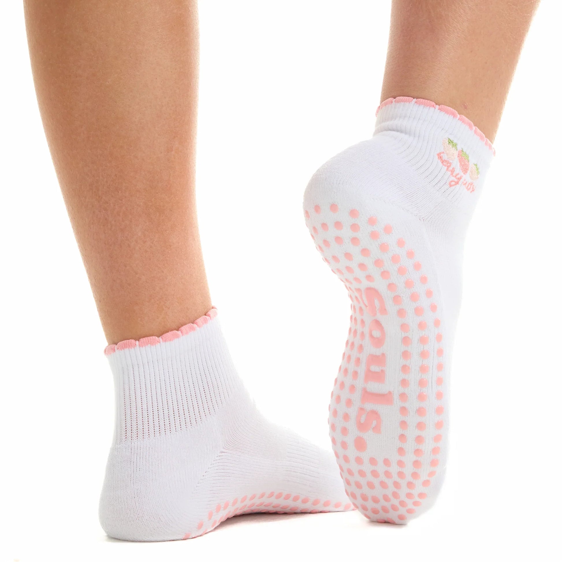 Berry Cute - Short Crew Grip Sock (Barre / Pilates)