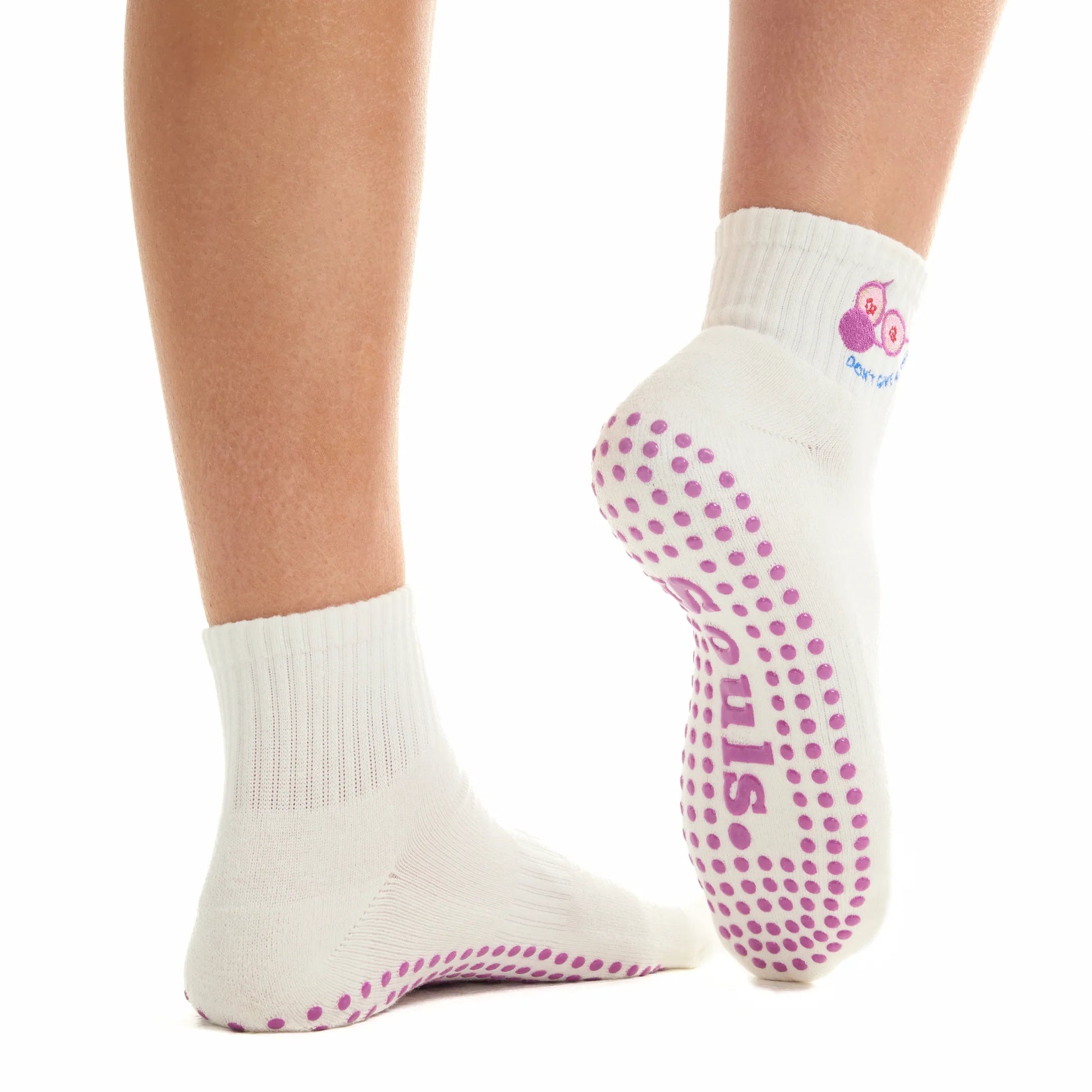 Don't Give A Fig - Short Crew Grip Sock (Barre / Pilates)