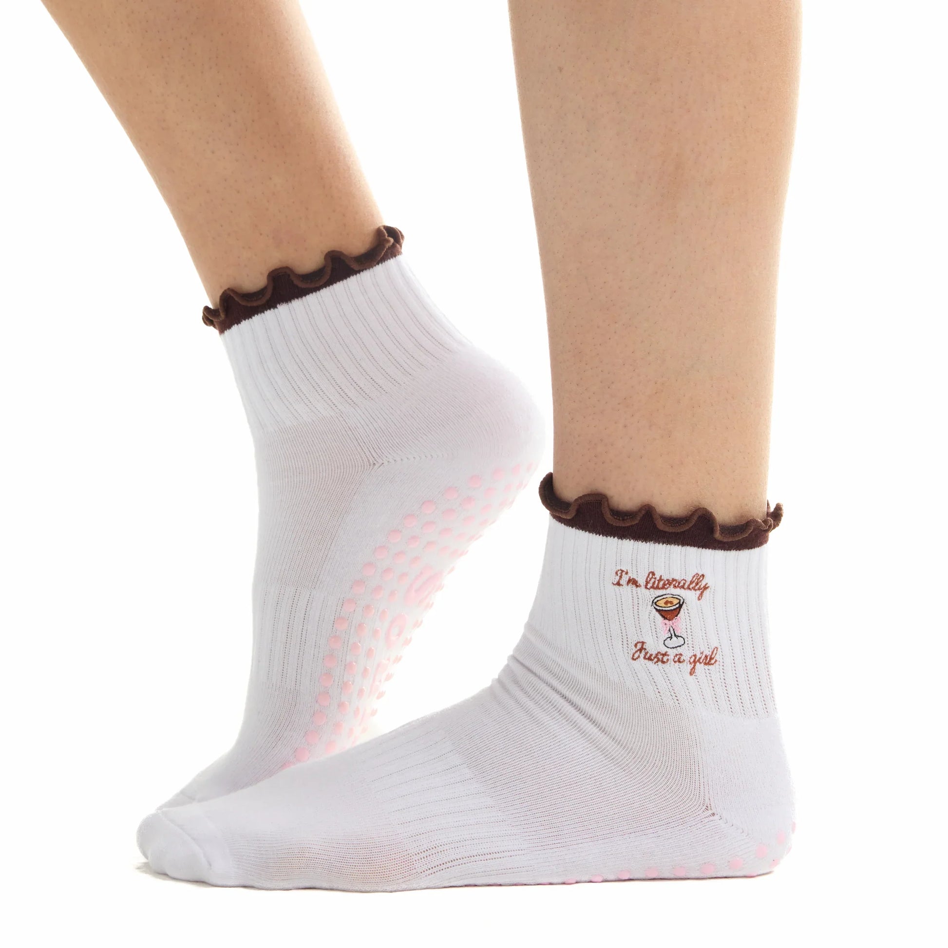I'm Literally Just a Girl Ruffle Grip Socks (Barre / Pilates)