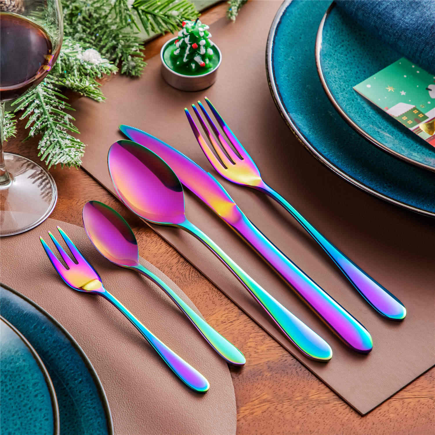 30 Piece Flatware Set Rounded Tip Service for 6