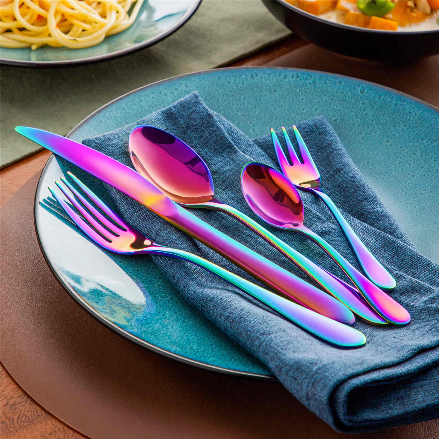 30 Piece Flatware Set Rounded Tip Service for 6