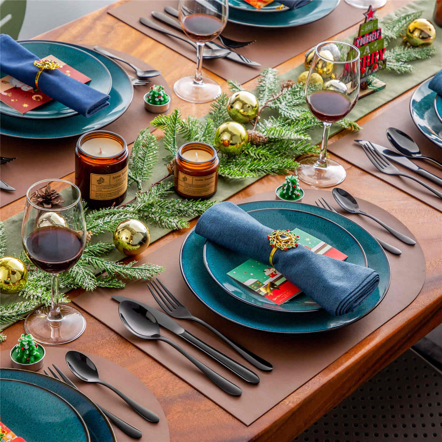 30 Piece Flatware Set Rounded Tip Service for 6