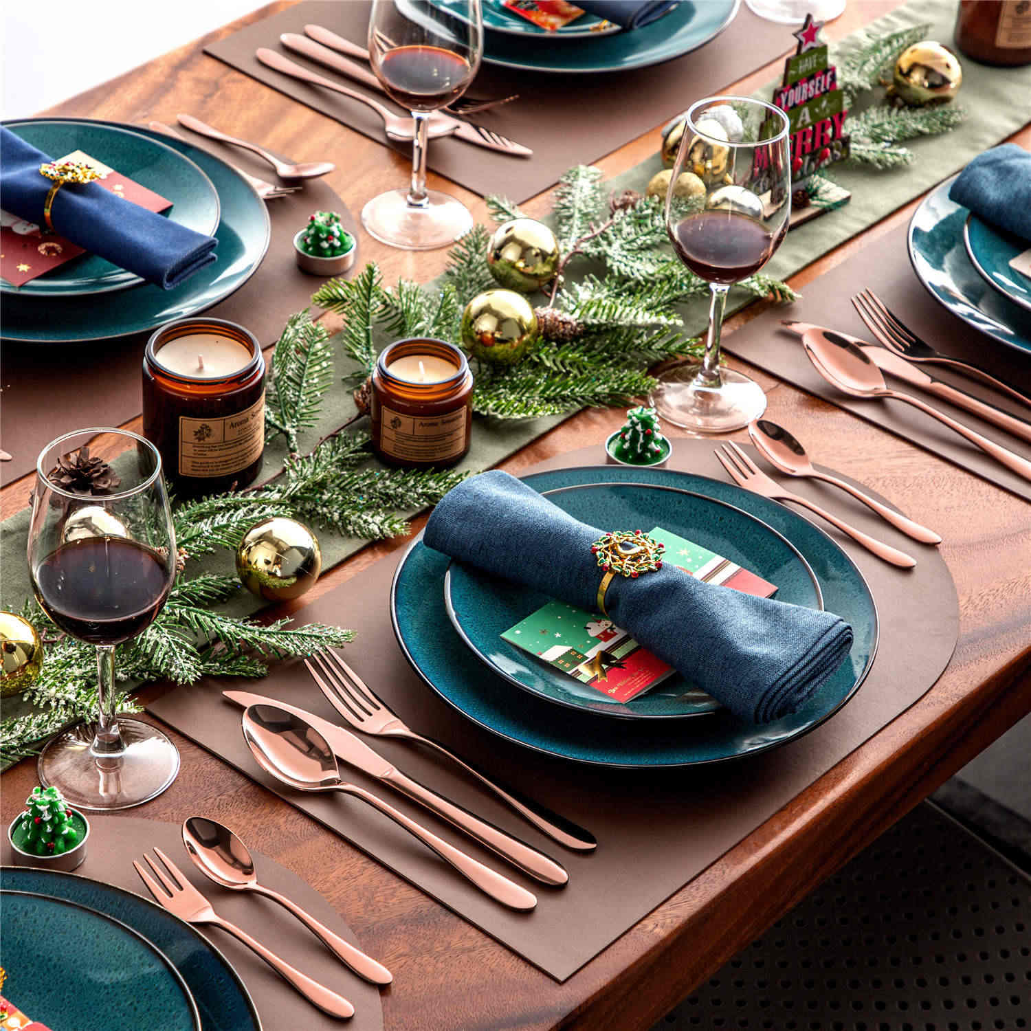 30 Piece Flatware Set Rounded Tip Service for 6