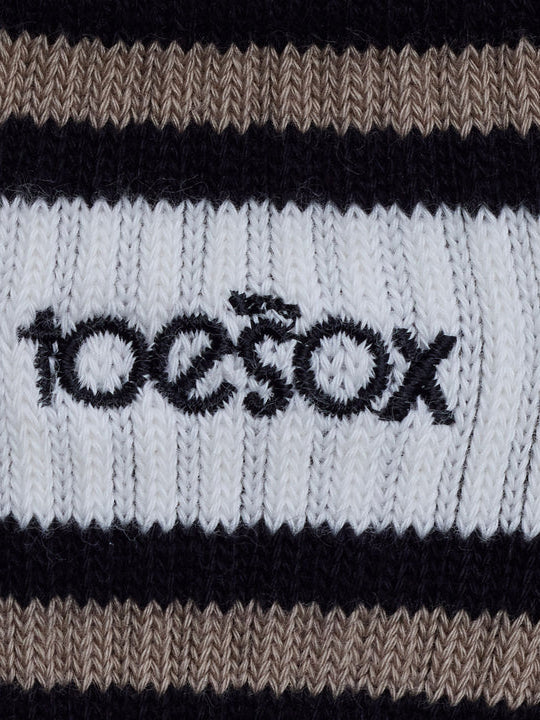 ToeSox Full Toe Crew Grip Socks - Oat Stripe