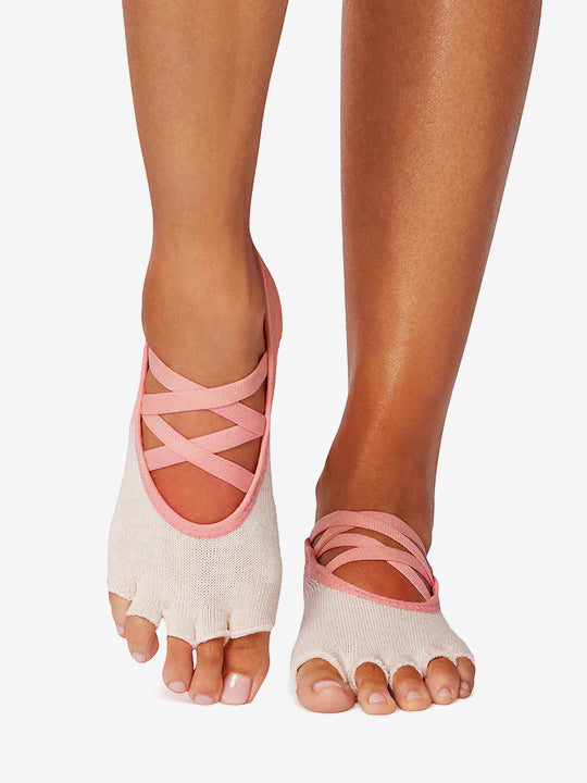 ToeSox Half Toe Elle Grip Socks - Hot Coral Ombre