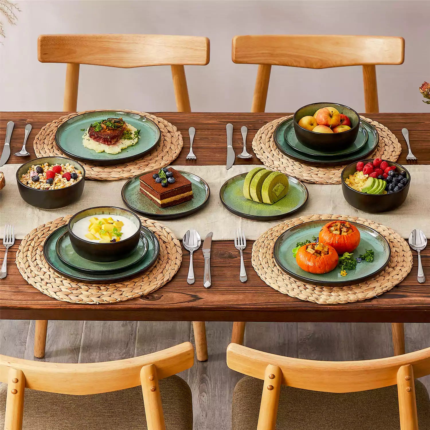 Amber 12 Piece Dinnerware Set