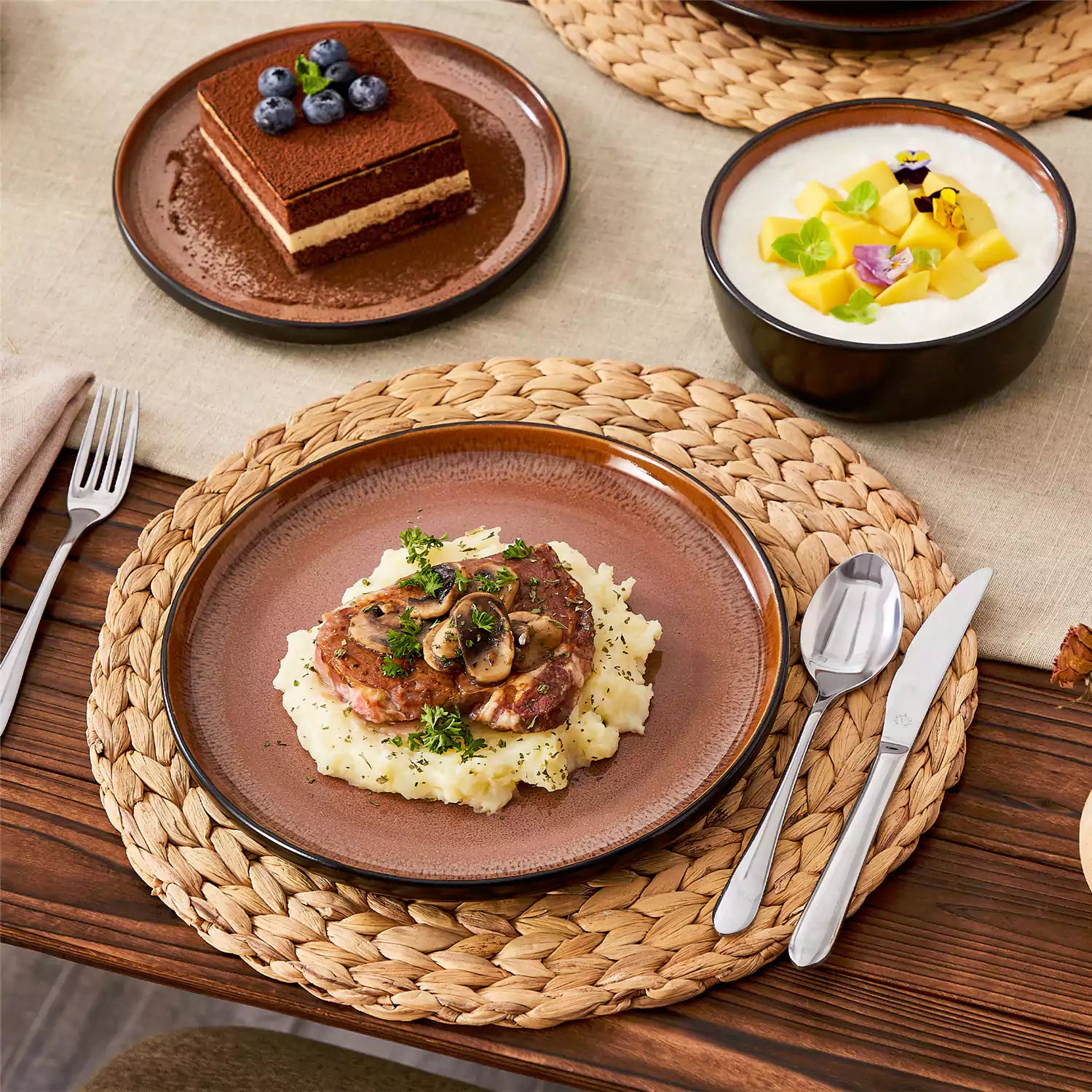 Amber 12 Piece Dinnerware Set