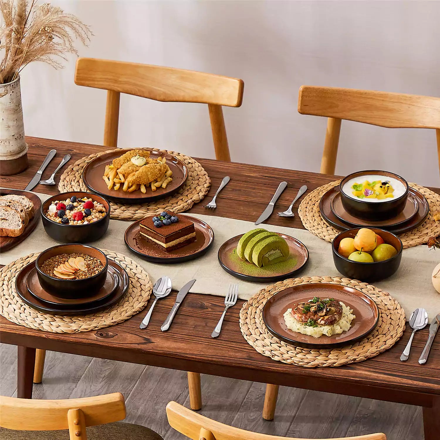 Amber 12 Piece Dinnerware Set