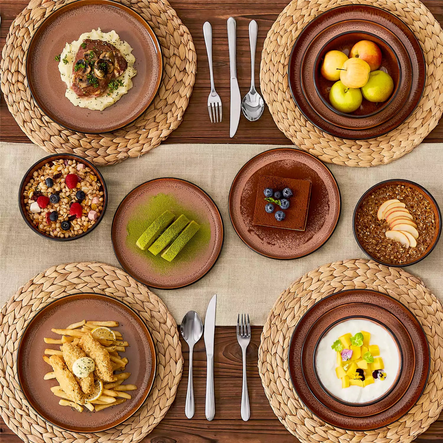 Amber 12 Piece Dinnerware Set