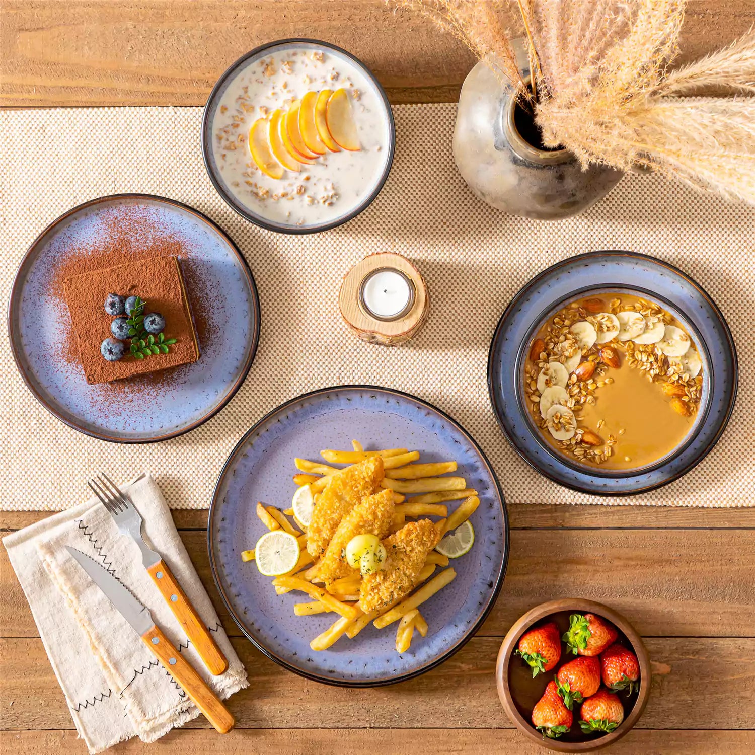 Amber 12 Piece Dinnerware Set