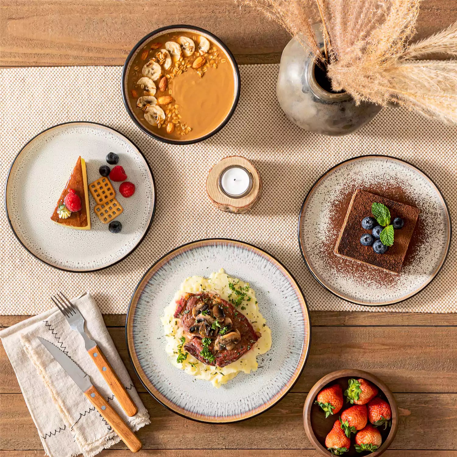 Amber 12 Piece Dinnerware Set