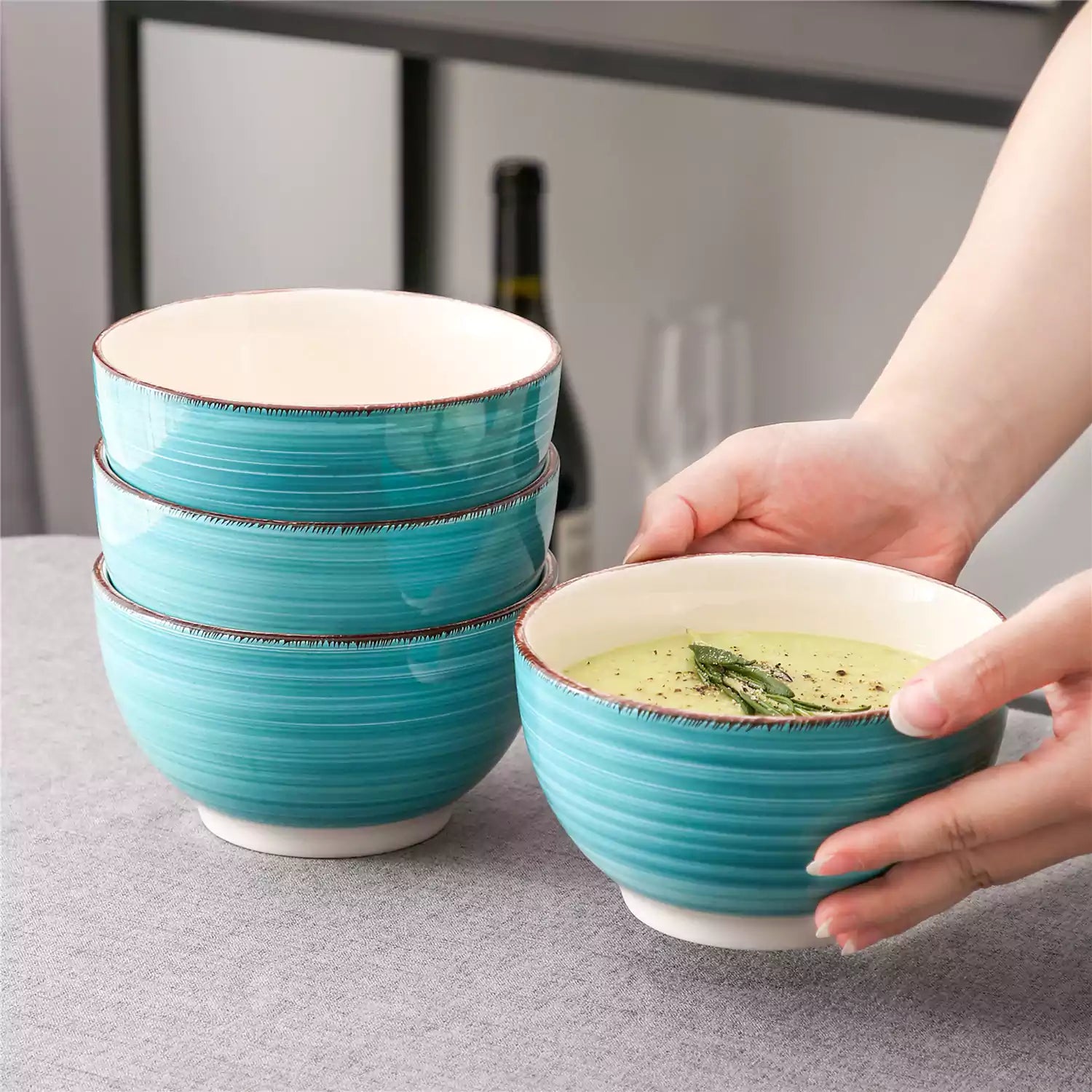 Bella Turquoise Cereal Bowl Set of 4