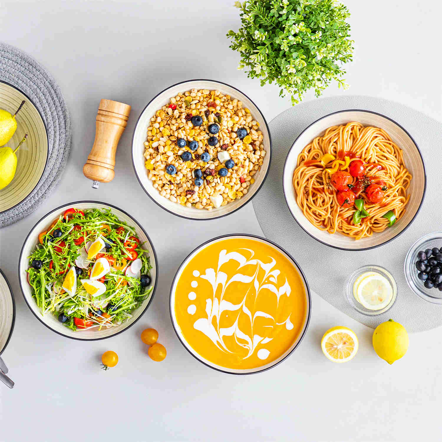 Bonbon Double-Sided Pasta Bowls Set of 6