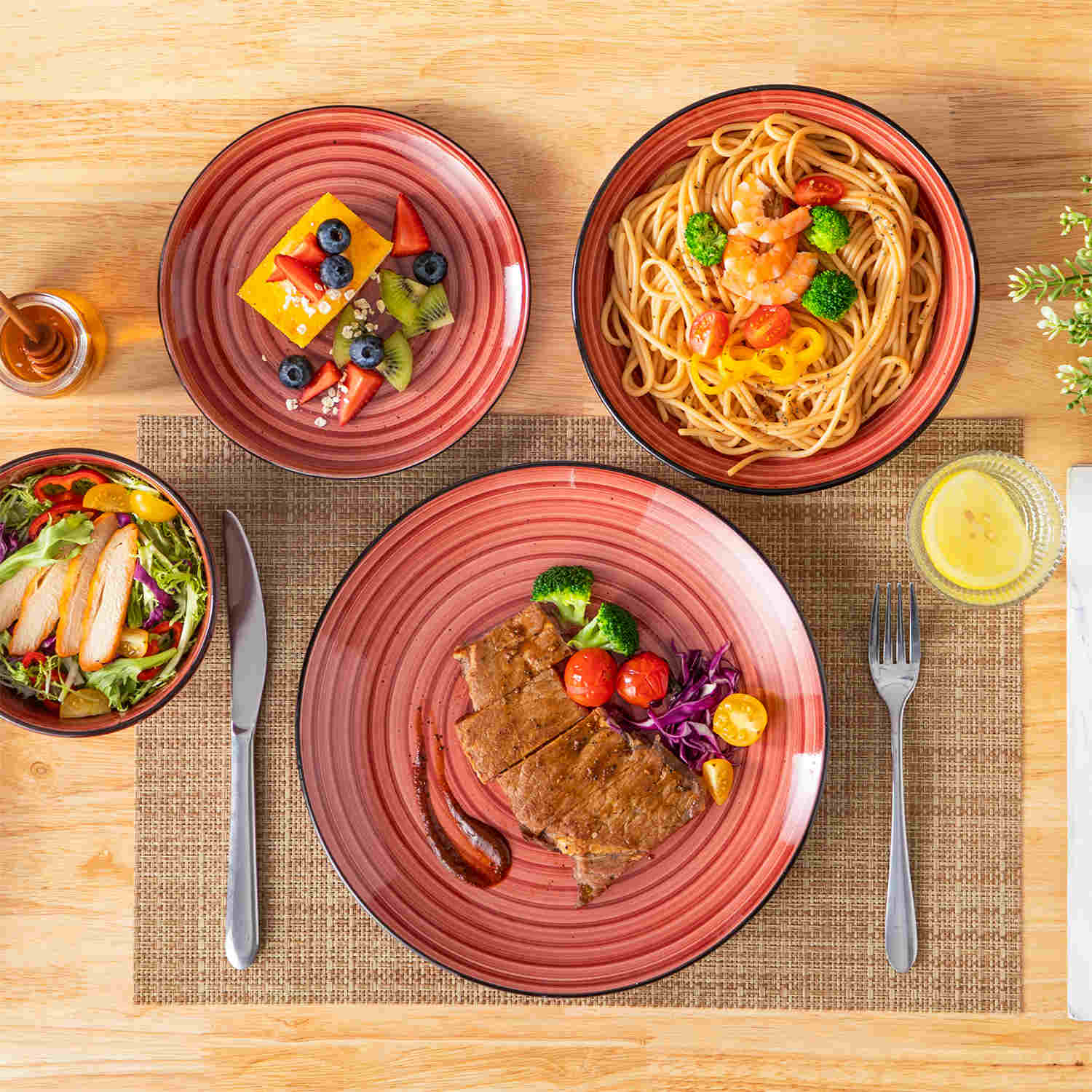 Bonbon Double-Sided 24 Piece Dinnerware Set