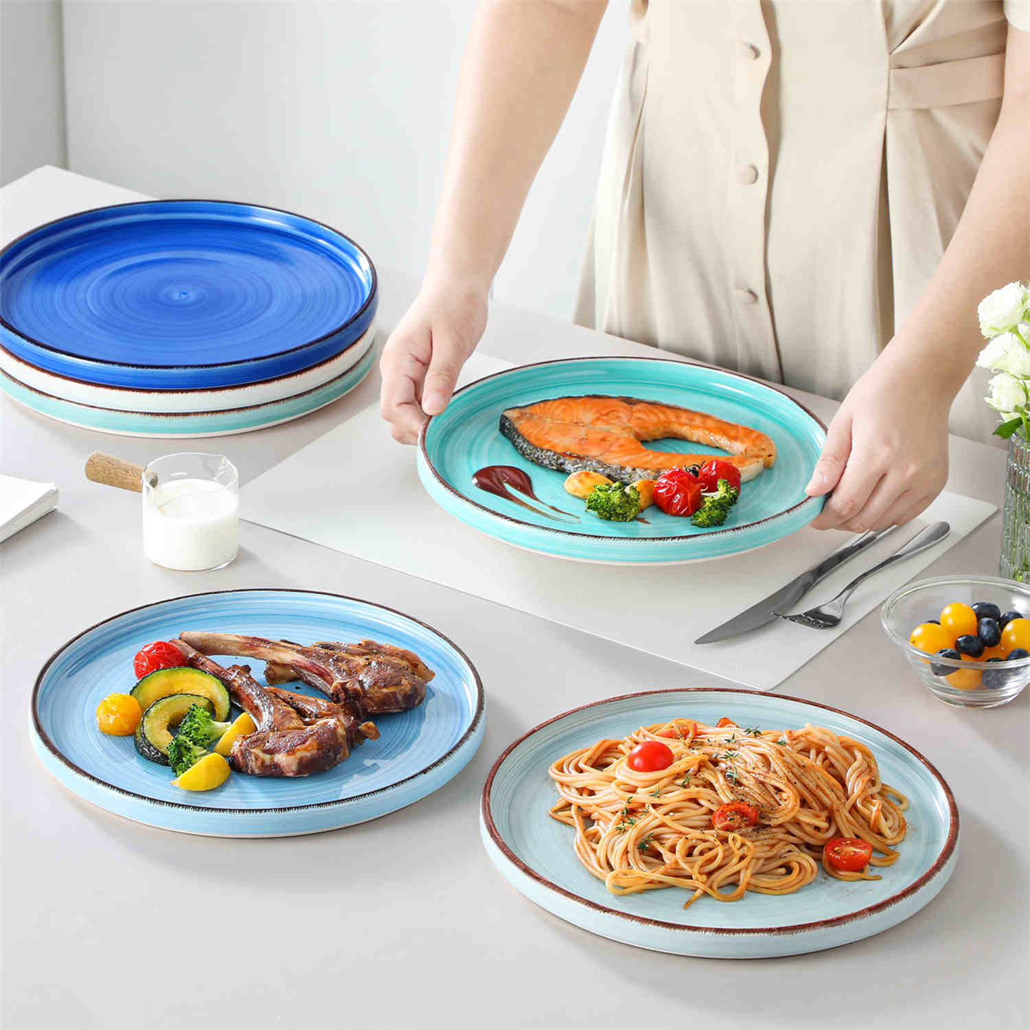 Bonita Straight-Edge Dinner Plates Set of 6