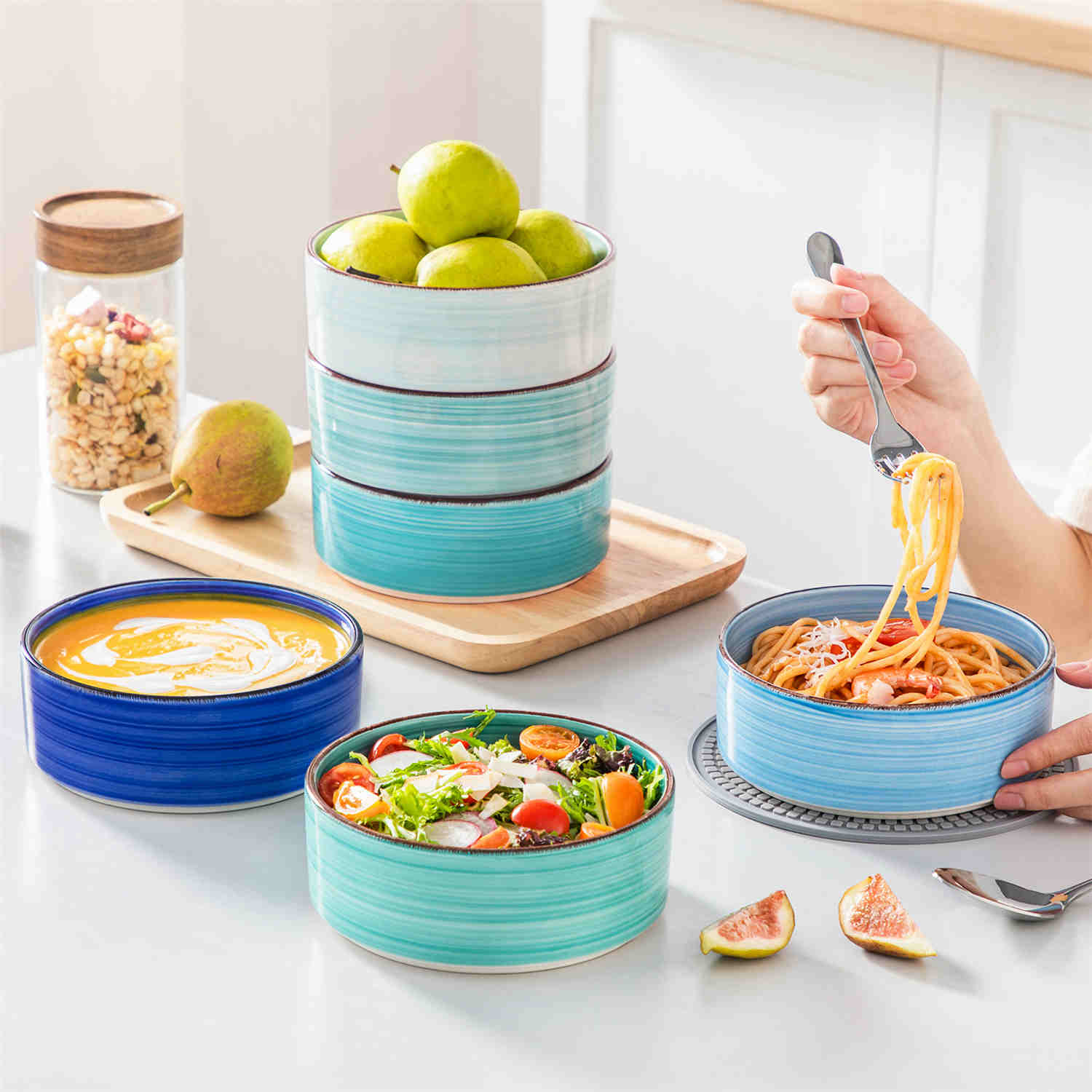 Bonita Straight-Edge Cereal Bowls Set of 6