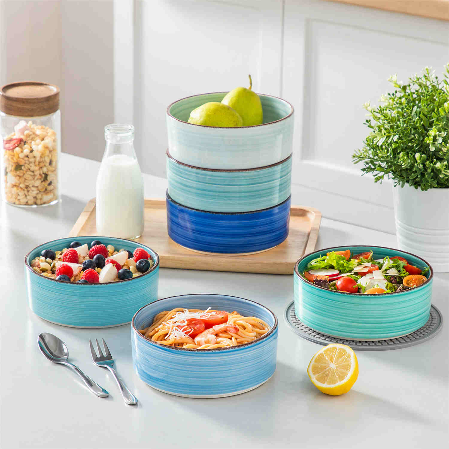 Bonita Straight-Edge Cereal Bowls Set of 6
