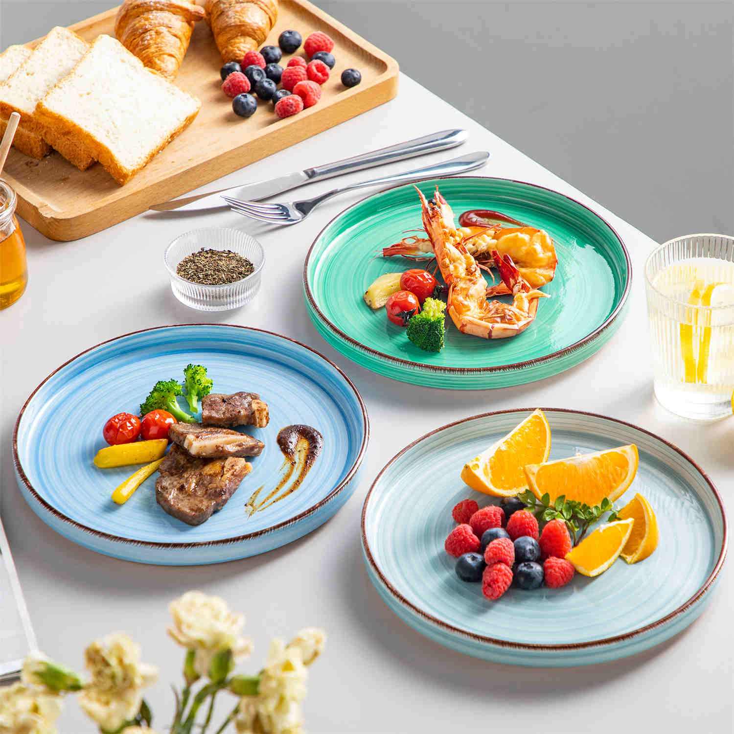 Bonita Straight-Edge Large Salad Plates Set of 6