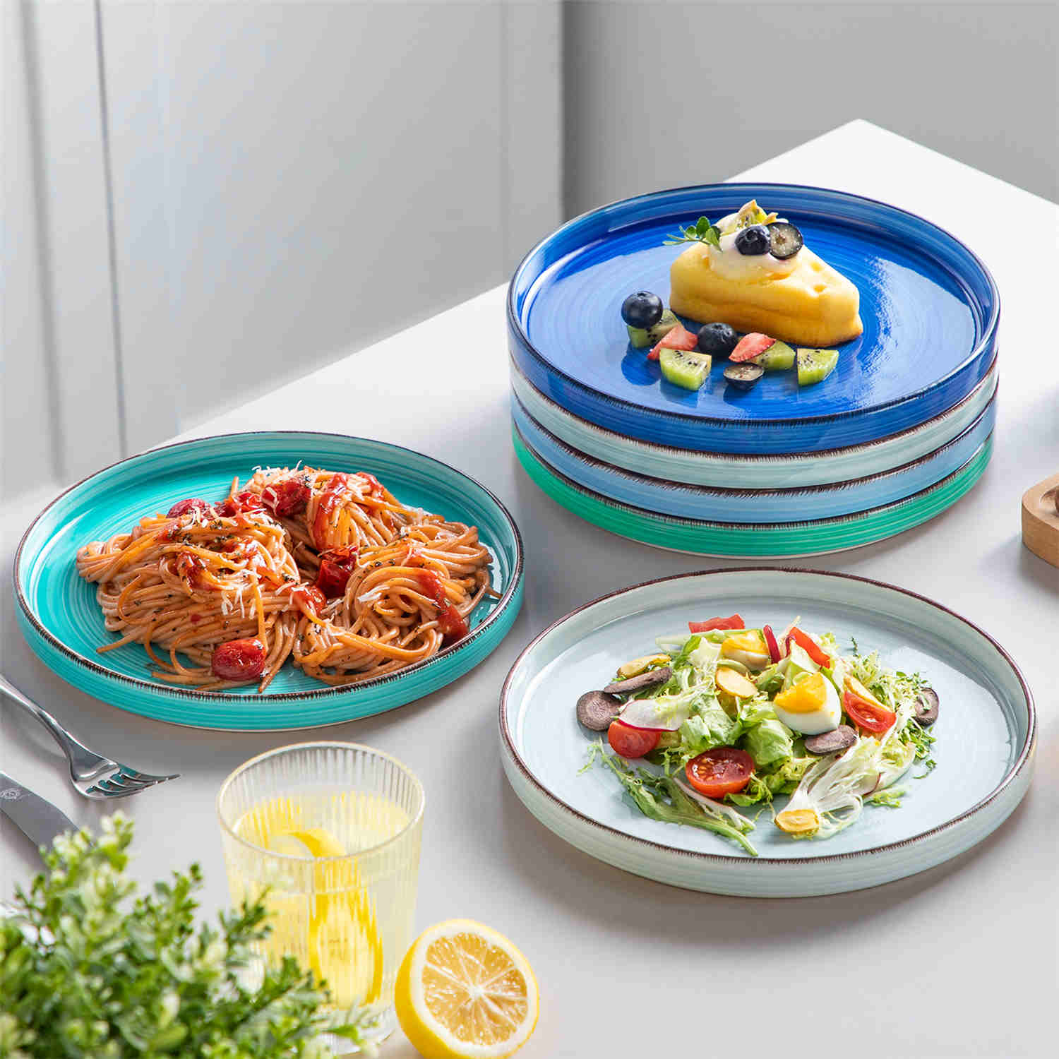 Bonita Straight-Edge Large Salad Plates Set of 6