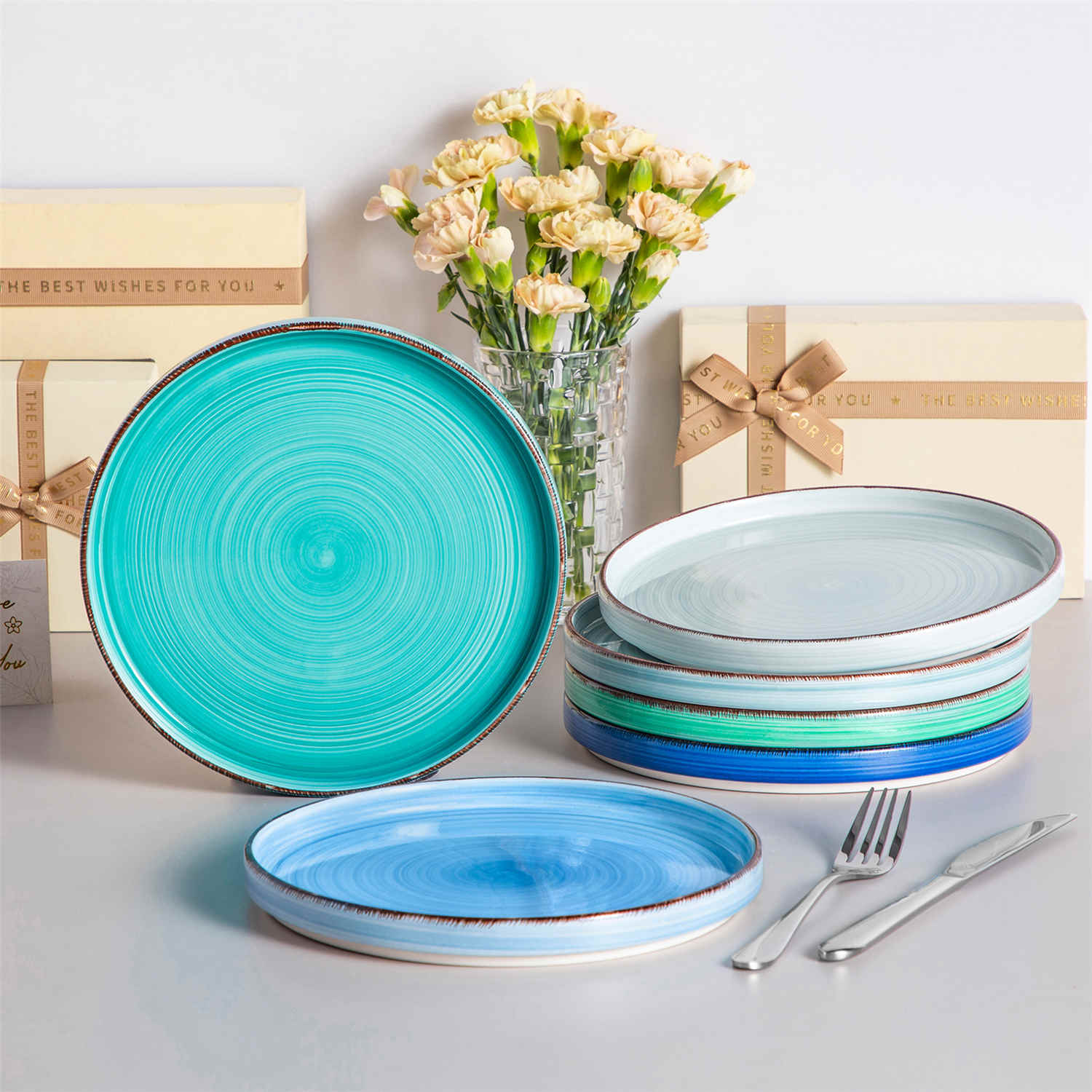 Bonita Straight-Edge Large Salad Plates Set of 6