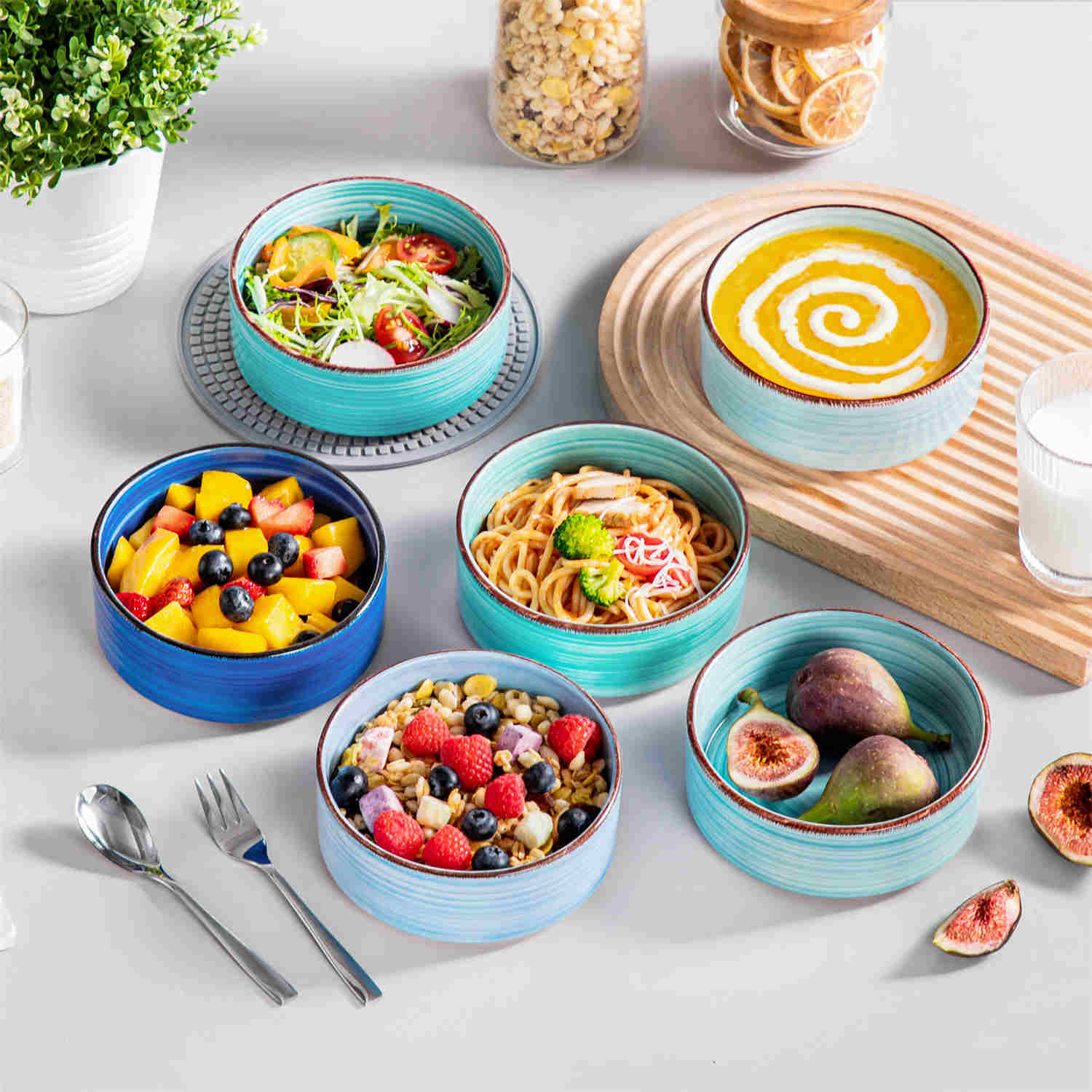 Bonita Mini Straight-Edge Cereal Bowls Set of 6