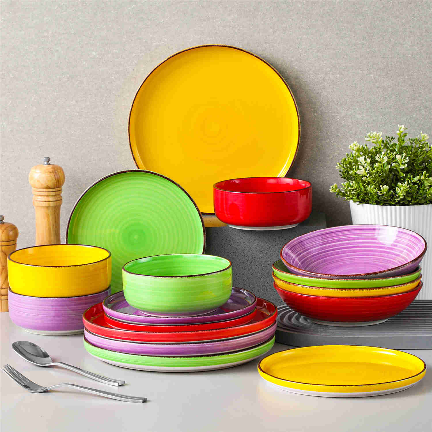Bonita Lipped-Edge 16 Piece Dinnerware Set