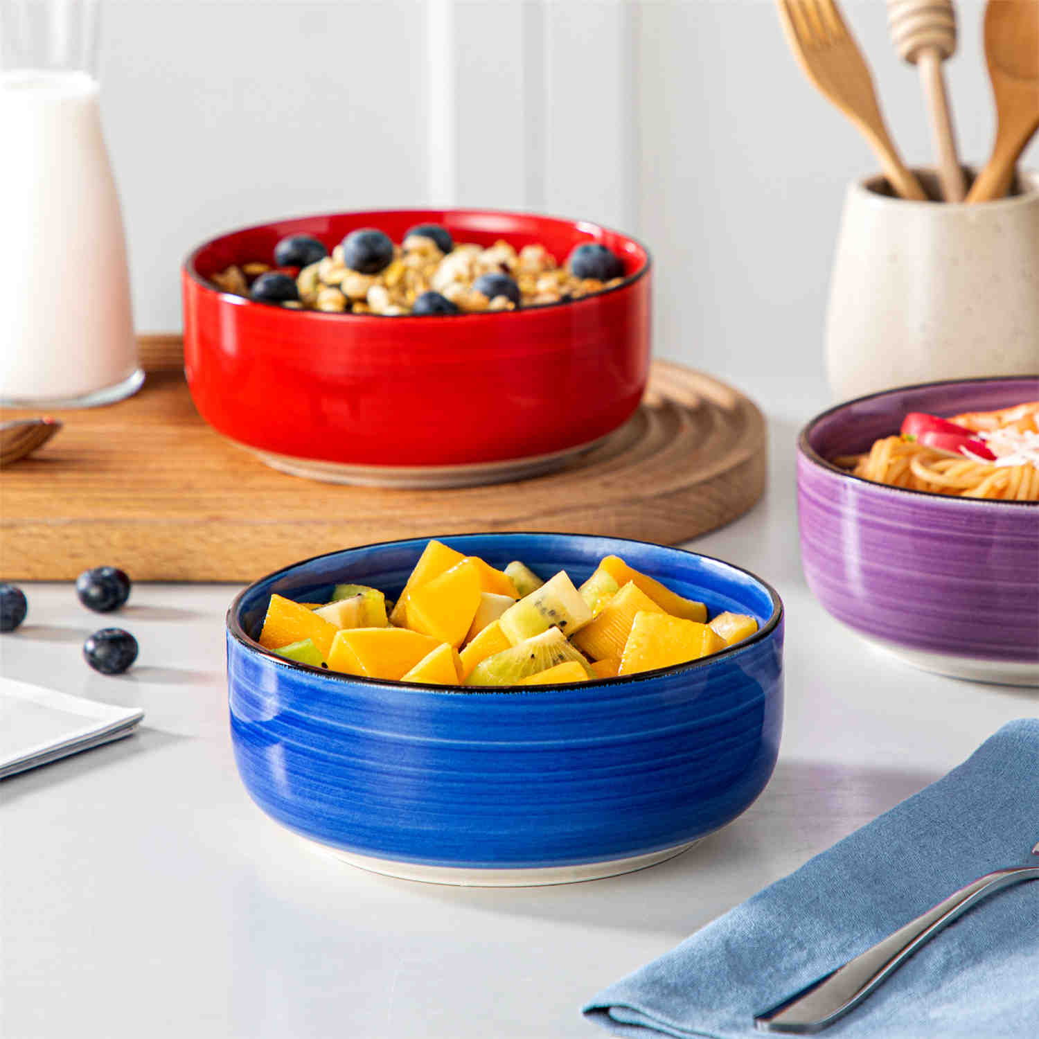Bonita Deep Round Cereal Bowls Set of 6