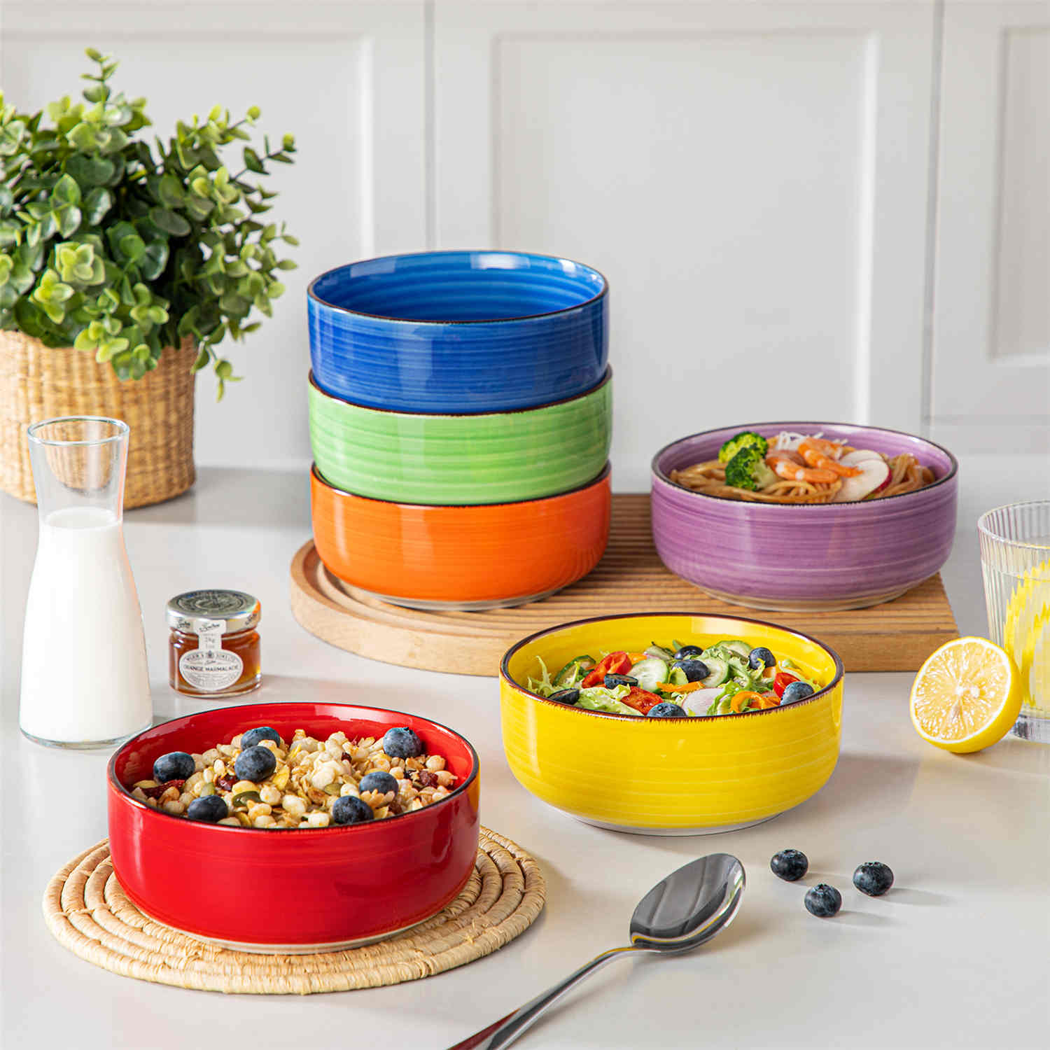 Bonita Deep Round Cereal Bowls Set of 6