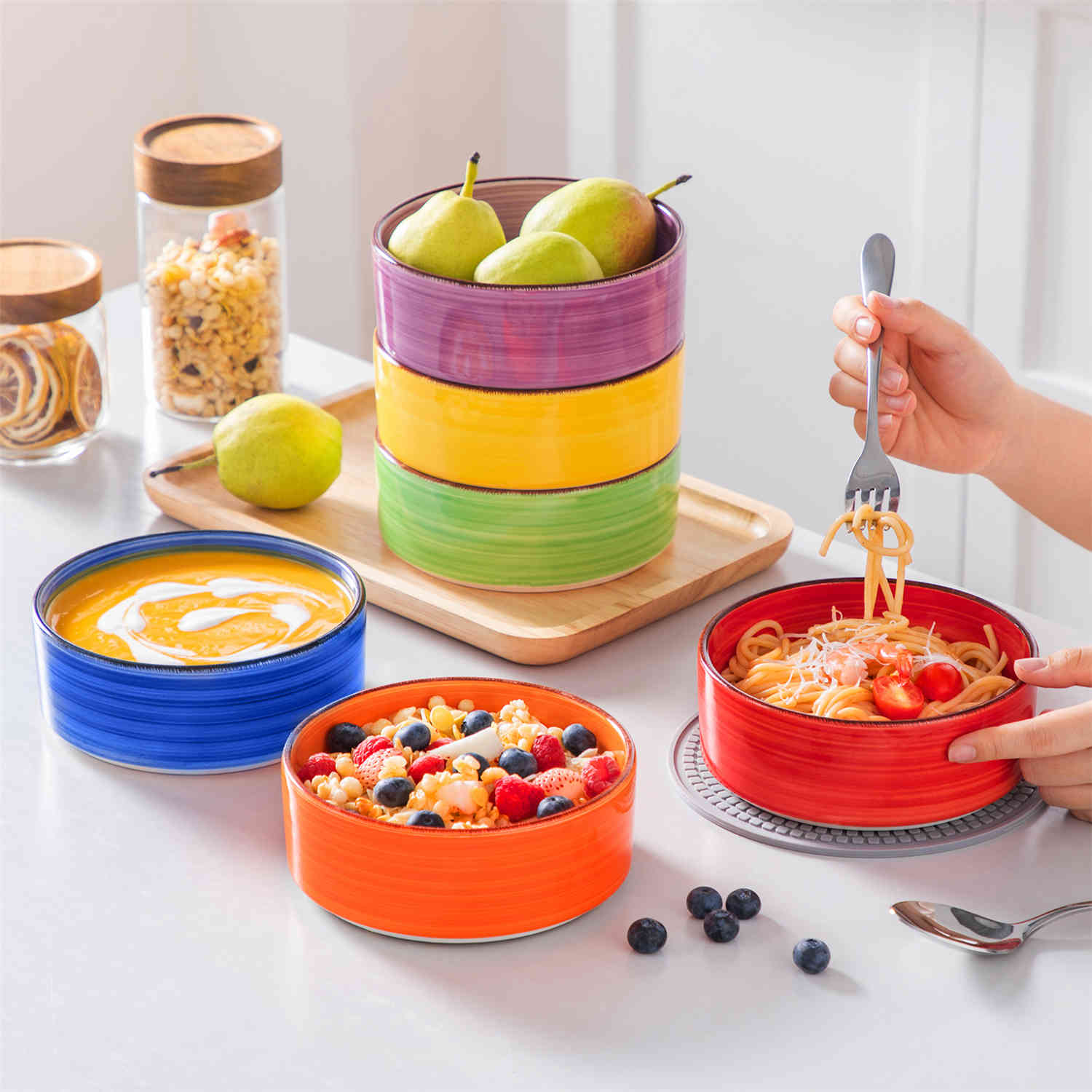 Bonita Straight-Edge Cereal Bowls Set of 6