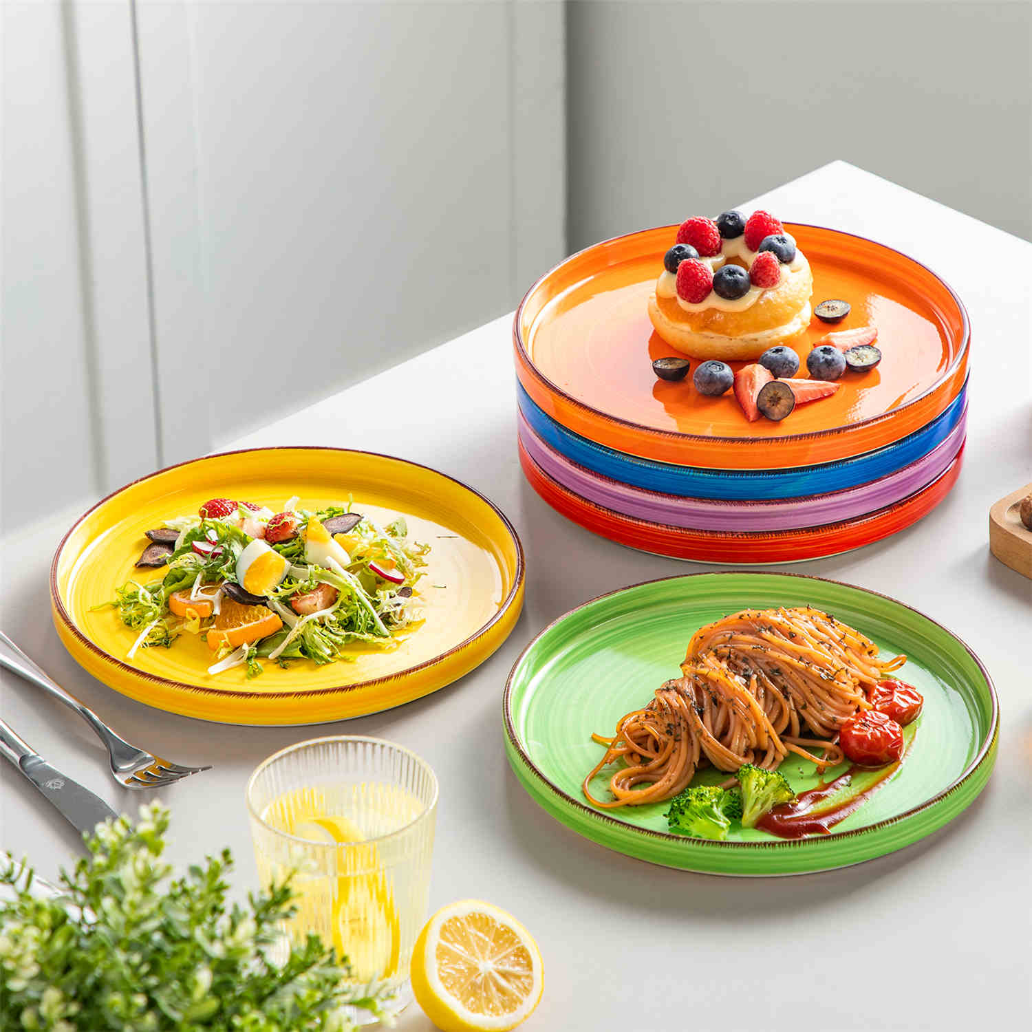 Bonita Straight-Edge Large Salad Plates Set of 6